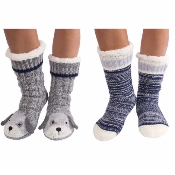 Jane and Bleecker Accessories - Jane & Bleecker 2-Pairs Knit Slipper Socks